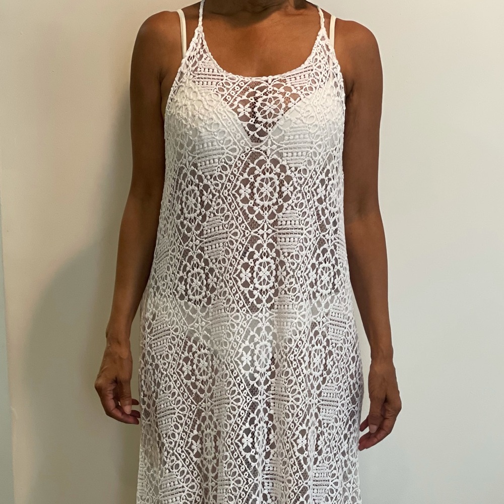 Love Sam (M) lace Slip Cover Maxi Dress